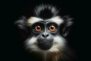 uma fechar acima retrato do hipnotizante macaco fotografia criada com generativo ai tecnologia foto