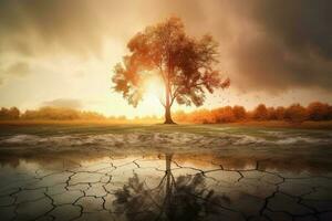 planeta terra clima mudança árvore conceito criada com generativo ai tecnologia. foto