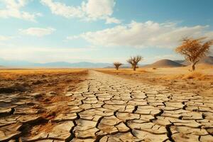 a rígido beleza do uma devastado pela seca deserto reflete a global aquecimento crise ai gerado foto