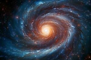 majestoso espiral galáxia cativa através a lente do uma telescópio ai gerado foto
