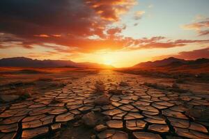 do deserto desolação e pôr do sol drama retratar a conceito do global aquecimento ai gerado foto