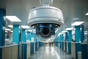 cctv vigilância sistema Garantir segurança dentro hospital enfermaria quarto meio Ambiente ai gerado foto