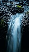 cascata em parede de pedra papel de parede fundo. ai gerado, foto