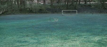 abandonado futebol campo dentro rústico área foto