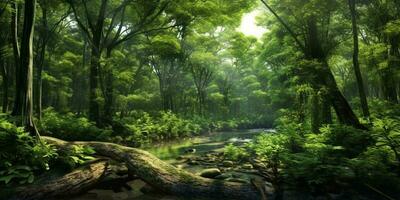 exuberante verde florestas plantar fundo. ai gerado foto