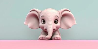 bebê elefante fofa animal argila desenho animado animação, ai gerado foto