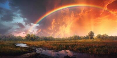 arco Iris e colorida céu, ai gerado foto