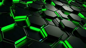 abstrato hexagonal tecnologia néon verde fundo foto