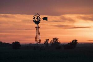 pampas pôr do sol paisagem, la pampa, Argentina foto