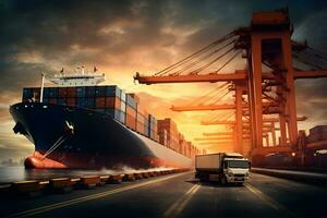 transporte e logístico importar exportar. generativo ai foto