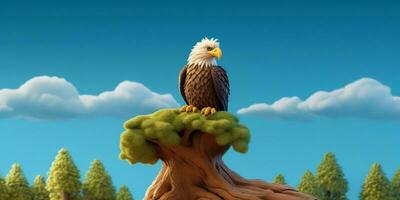 Águia fofa animal argila desenho animado animação, ai gerado foto