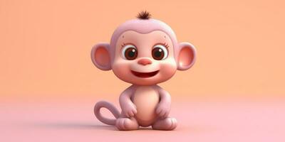 pequeno macaco desenho animado animação, ai gerado foto
