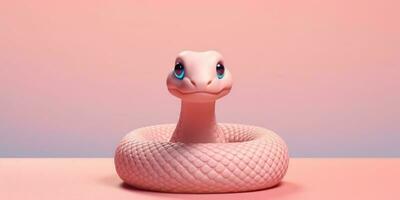 pequeno serpente desenho animado animação, ai gerado foto