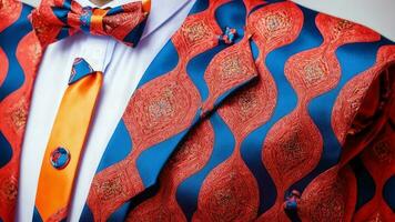 elegante simetria a comemorar nacional arco gravata dia com uma vibrante gravata padronizar. ai gerado. foto