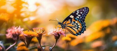 colorida borboleta em flor, generativo ai foto