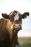 vaca retrato dentro pampas paisagem, la pampa província, Patagônia, Argentina. foto