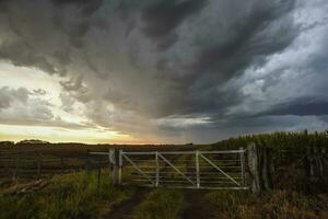 tormentoso céu vencimento para chuva dentro a Argentino interior, la pampa província, Patagônia, Argentina. foto