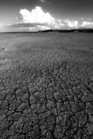 quebrado seco solo dentro uma pampas lagoa, la pampa província, Patagônia, Argentina. foto