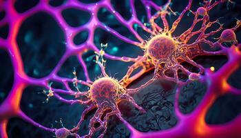 microscópico do neural rede cérebro células. generativo ai. foto