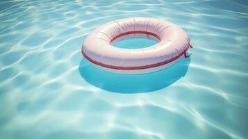 inflável colchão dentro a piscina. inflável anel dentro uma natação piscina. foto
