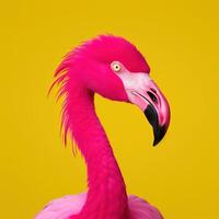 fechar acima do uma Rosa flamingo. Rosa flamingo dentro colori fundo. ai generativo foto