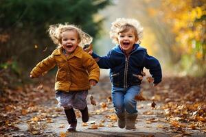 generativo ai ilustração do muito feliz crianças, suspensão Fora com amigos juntos foto