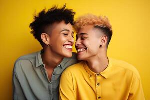 generativo ai ilustração do lgbt lésbica casal amor momentos felicidade conceito foto