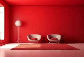 a escritório - confortável vermelho escritório - minimalista - ai gerado - generativo ai foto
