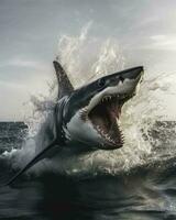 ótimo branco Tubarão - generativo ai foto