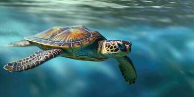 mar tartaruga natação - generativo ai foto