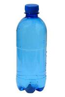 azul plástico água garrafa em uma branco isolado fundo, recipiente para bebidas foto