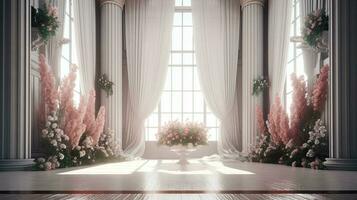 Casamento ambiente com requintado flores, generativo ai foto