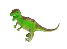 pequeno brinquedo dinossauro, tiranossauro rex, isolado em em branco fundo. foto