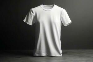 sem esforço mínimo, 3d esvaziar branco camiseta brincar com sutil elegância,3d render ai gerado foto