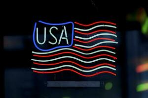 americano bandeira - néon luz foto