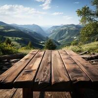 de madeira mesa ideal para produtos anúncios , ai gerado foto