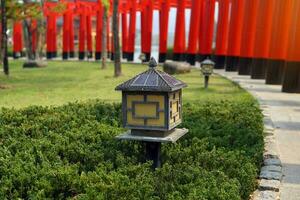 candeeiros solares de jardim para iluminar caminhos, decorar jardins e espaços exteriores. para gerar eletricidade, o que economizará eletricidade e reduzirá o aquecimento global. foto