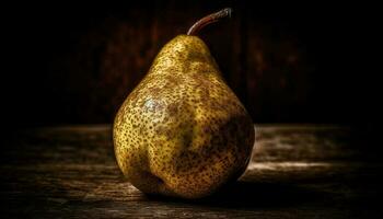 fresco orgânico fruta em uma de madeira mesa, natureza saudável lanche gerado de ai foto