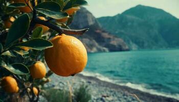 fresco limão, maduro e orgânico, uma gosto do verão refresco gerado de ai foto