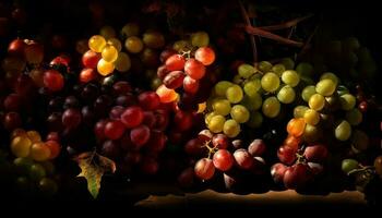 frescor do outono uva, uma saudável, orgânico, vibrante vinificação celebração gerado de ai foto