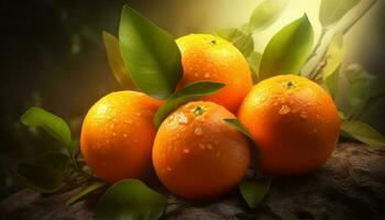 frescor do maduro citrino fruta, natureza saudável comendo, vibrante verão gerado de ai foto
