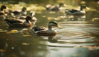 pato-real patos charlatão de a tranquilo lagoa gerado de ai foto