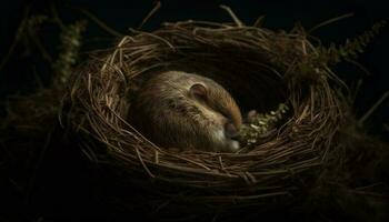 fofo recém-nascido roedor incubação dentro pássaros ninho gerado de ai foto