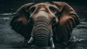africano elefante caminhando dentro molhado floresta lama gerado de ai foto