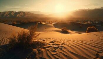 ondulado areia dunas dentro árido África, majestoso beleza gerado de ai foto