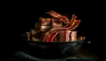 defumado carne de porco, grelhado para perfeição, uma gourmet refeição gerado de ai foto