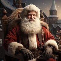 ilustração do uma santa claus com uma Natal fundo, ai gerado foto