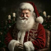 ilustração do uma santa claus com uma Natal fundo, ai gerado foto