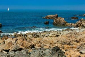 ensolarado dia às a lindo litoral e praias às porto cidade dentro Portugal foto