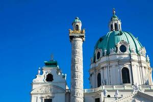 santo Charles Igreja localizado em a sul lado do Karlsplatz dentro Viena construído em 1737 foto